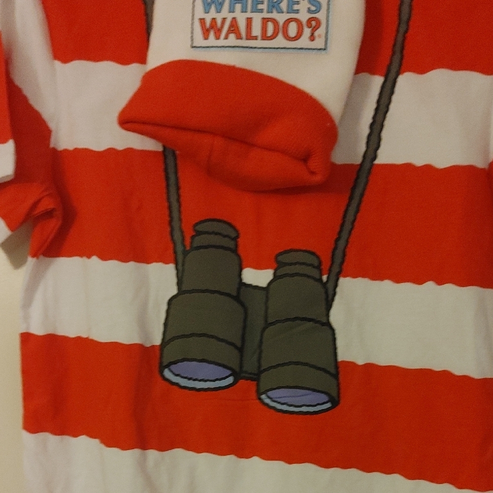 Where's Waldo??? Red and White Striped Costume Tee W Beanie!! Nwt - Picture 5 of 7